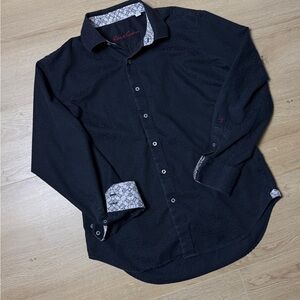Robert Graham men’s black jacquard paisley shirt size L